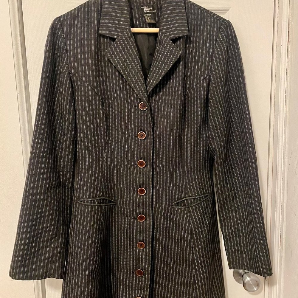 Pinstripe Boutique Europa by Newport News Long Blazer (6)